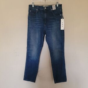 Amo Jeans Womens High Rise Stix Crop Size 31 Slim Fit Stretchy Dark Wash Nwt